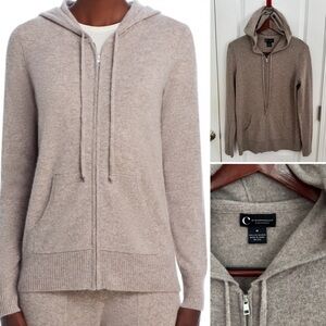 C by Bloomingdale’s 100 percent 2-Ply Cashmere Hoodie Zip Up Sweater/Medium